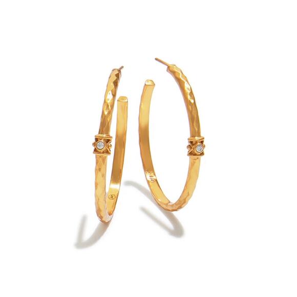 Julie Vos Savannah Stone Hoops Cz Center Stone - Picture 1 of 2